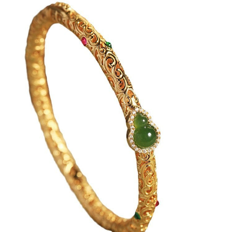 Retro Opening Gold-plated Silk Xiangyun Gourd Bracelet For Women