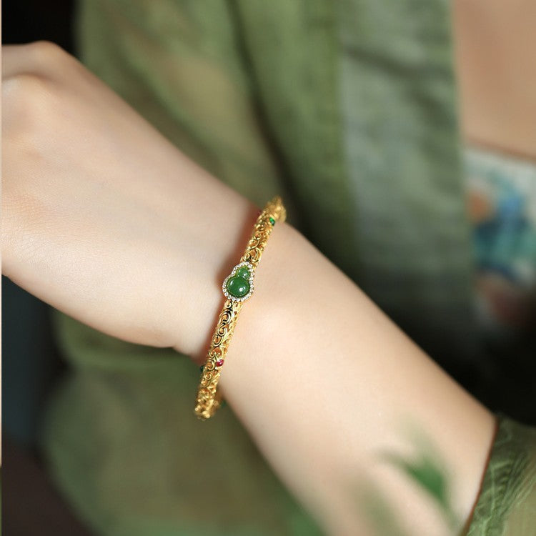 Retro Opening Gold-plated Silk Xiangyun Gourd Bracelet For Women