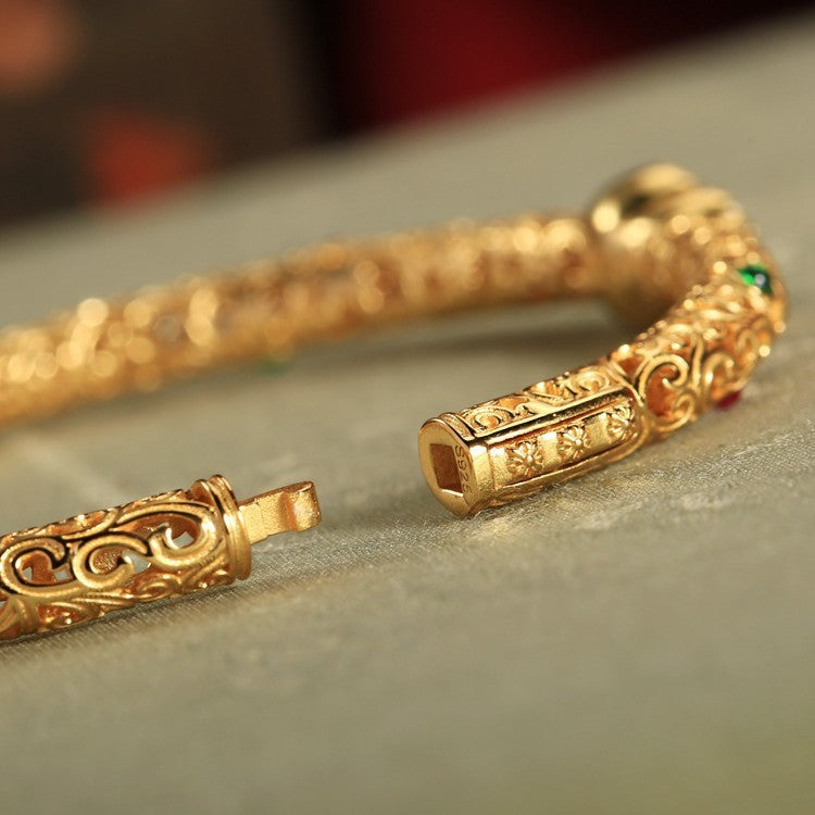 Retro Opening Gold-plated Silk Xiangyun Gourd Bracelet For Women