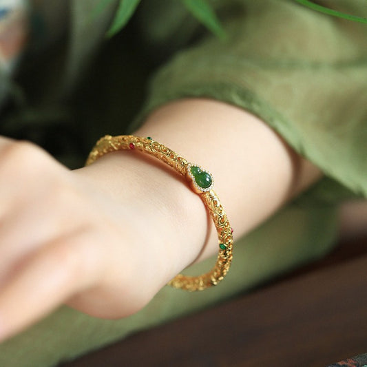 Retro Opening Gold-plated Silk Xiangyun Gourd Bracelet For Women
