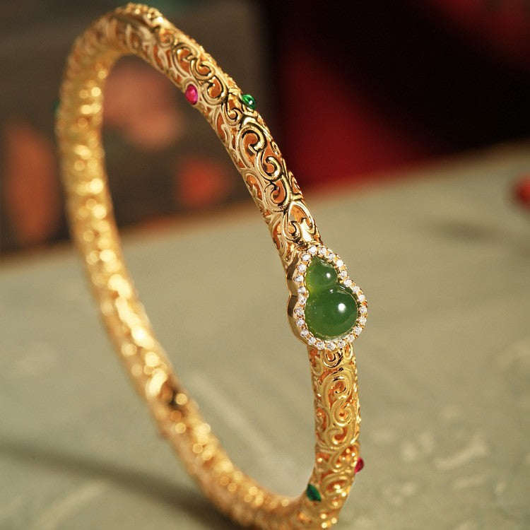 Retro Opening Gold-plated Silk Xiangyun Gourd Bracelet For Women